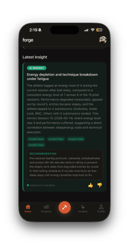Forge home screen